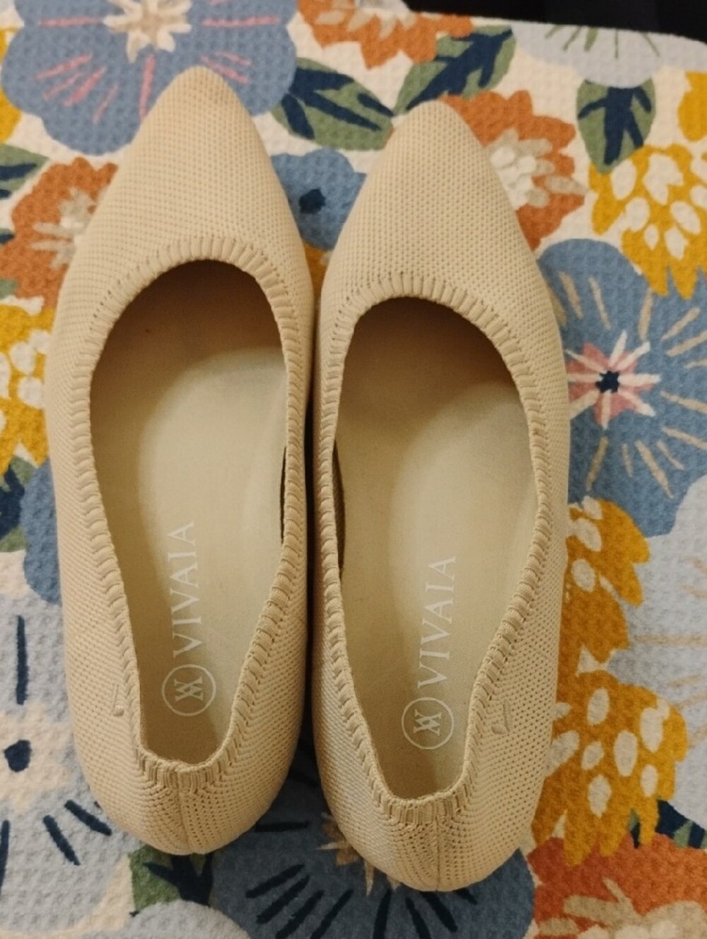 VIVAIA Women's Beige Pointed Knit Ballet Flats - Comfortable Slip-On Size 6.5 - Picture 8 of 8